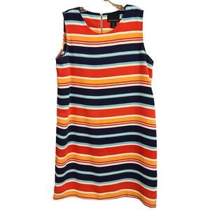 Cynthia Rowley Striped Sleeveless Sundress Navy Red Orange Womens Size10